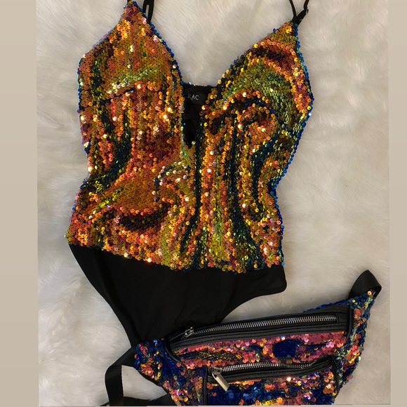 Tops - Sequin Body suit and matching Fanny pack